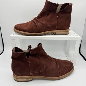 Kelsi Dagger Boots Size 8.5 Women's Suede Upper‎ Ruched Brown Booties west-EUC!